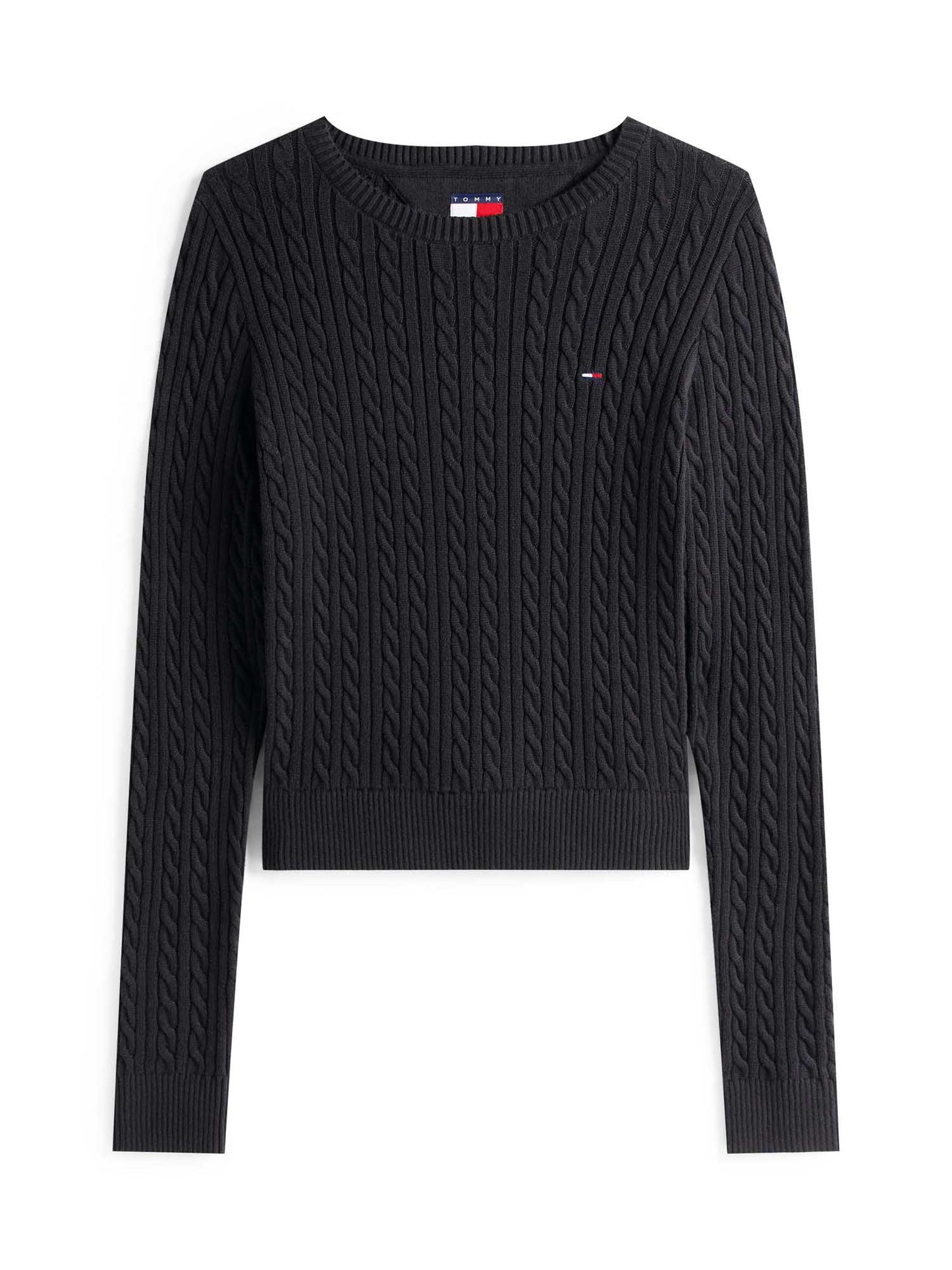 PULLOVER CABLE TOMMY JEANS DA DONNA NERO