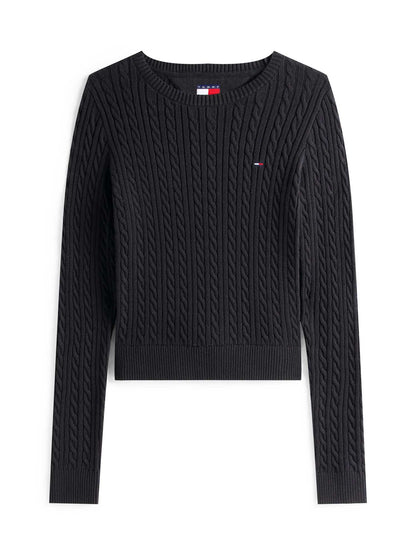 PULLOVER CABLE TOMMY JEANS DA DONNA NERO