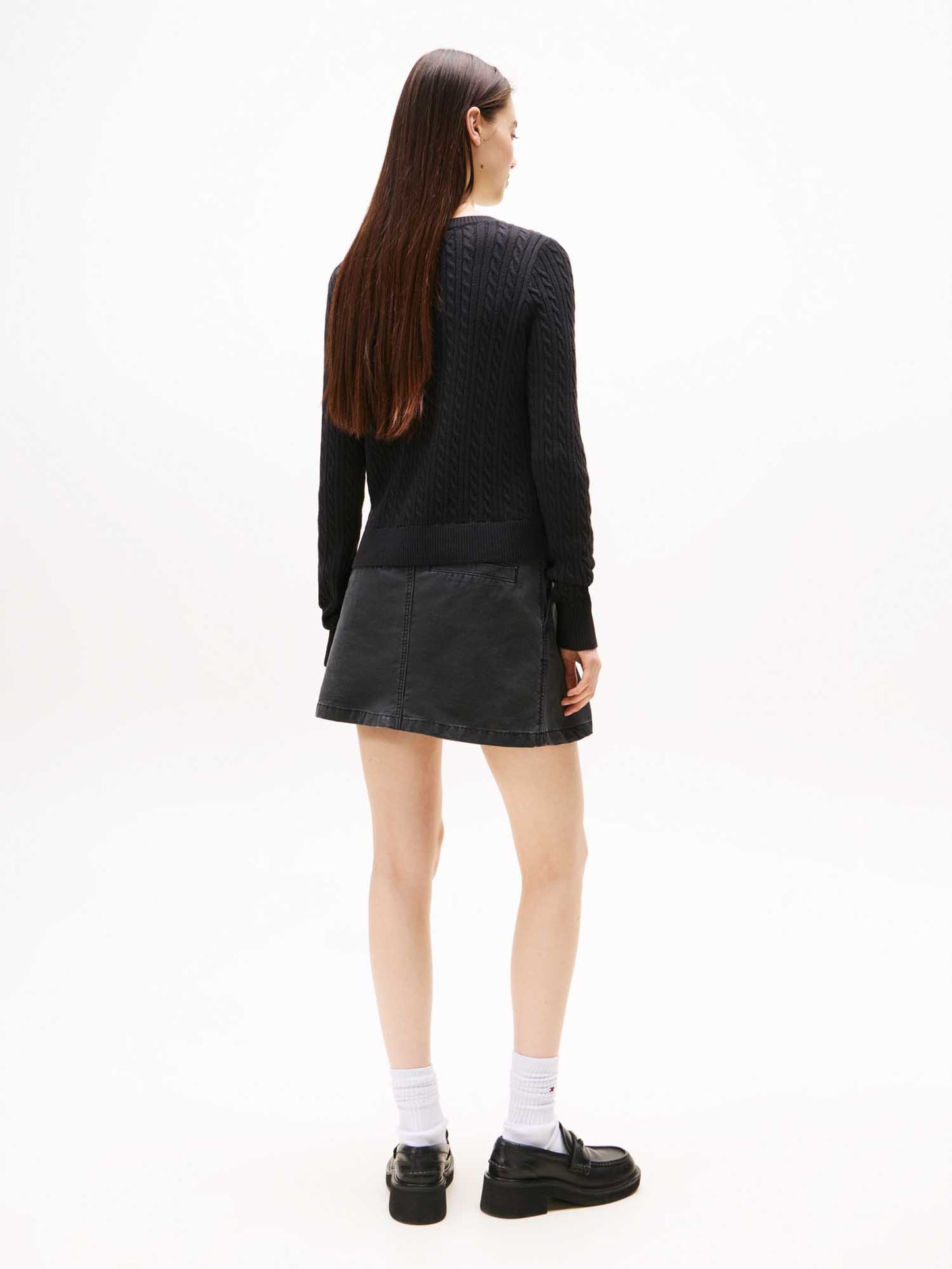 PULLOVER CABLE TOMMY JEANS DA DONNA NERO