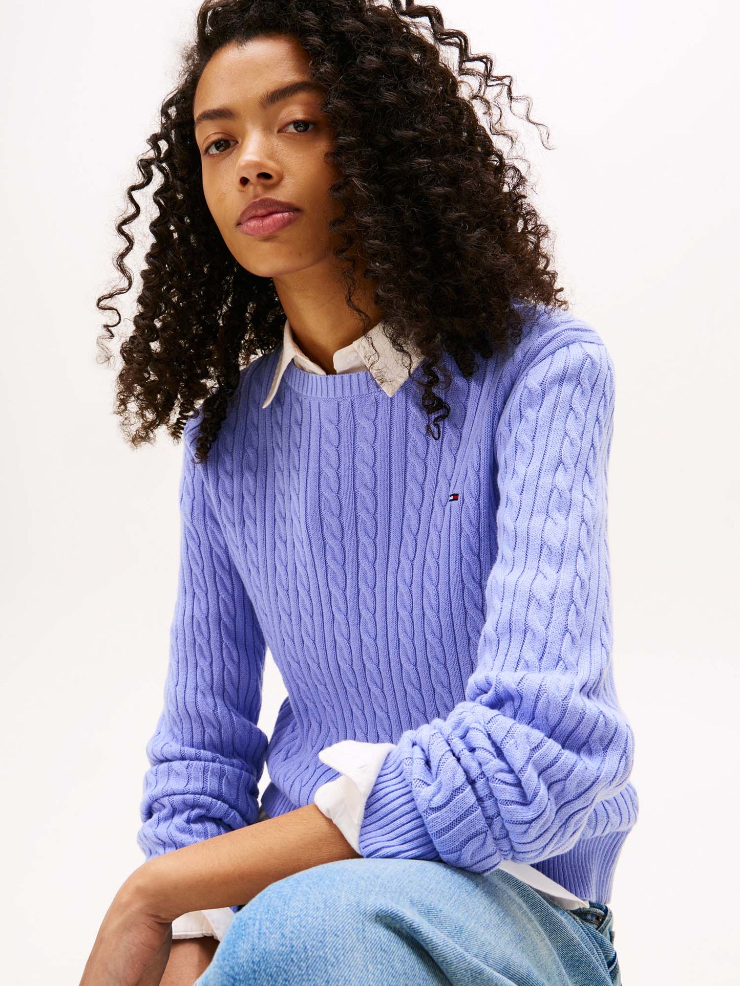 PULLOVER CABLE TOMMY JEANS DA DONNA LILLA