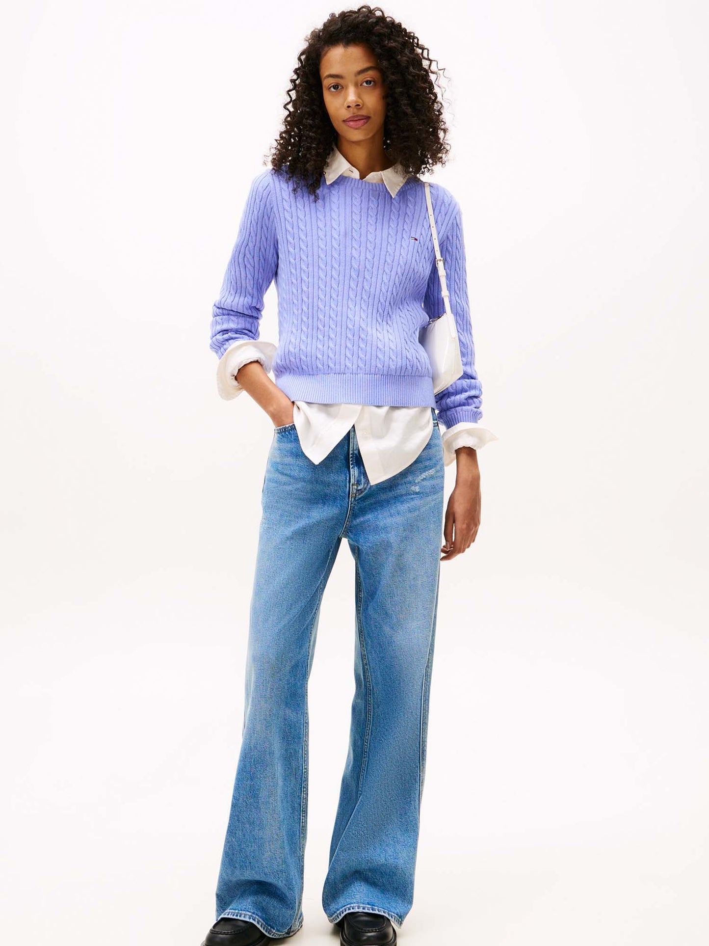 PULLOVER CABLE TOMMY JEANS DA DONNA LILLA
