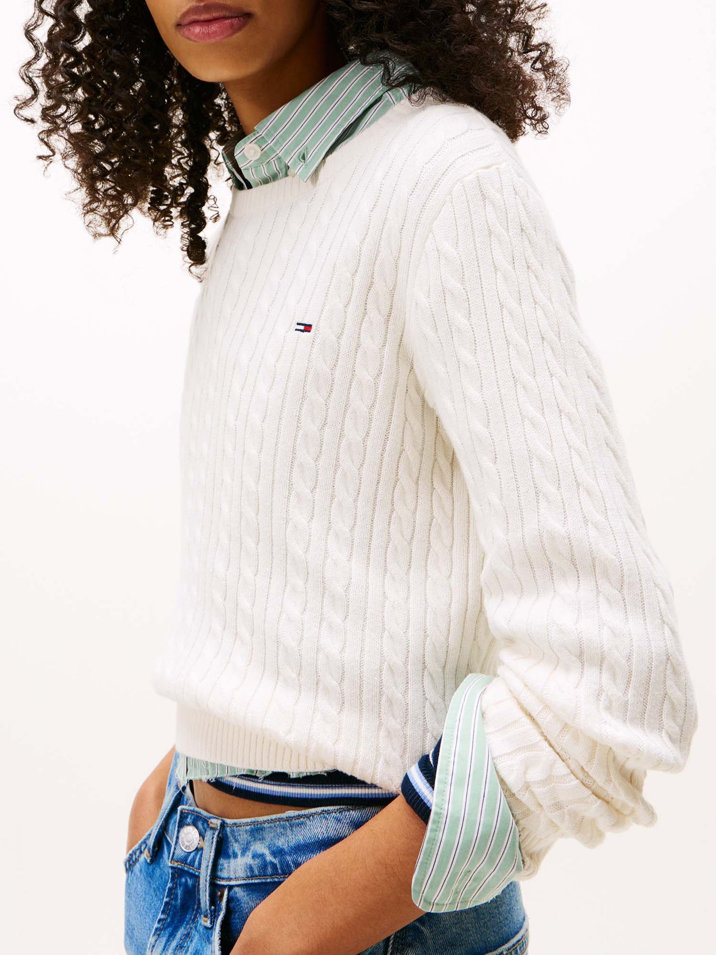 PULLOVER CABLE TOMMY JEANS DA DONNA PANNA