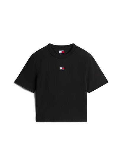 Tommy Jeans BXY Badge, t-shirt nera da donna con taglio boxy