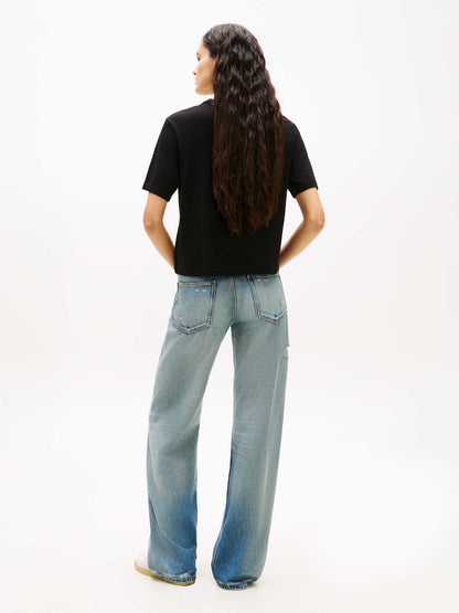 Tommy Jeans BXY Badge, t-shirt nera da donna con taglio boxy