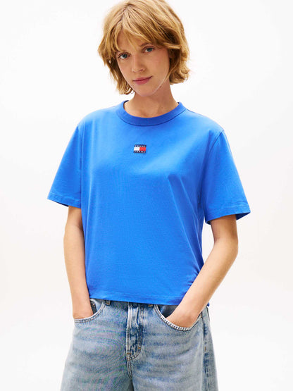 T-shirt unisex Tommy Jeans Badge boxy fit in cotone organico