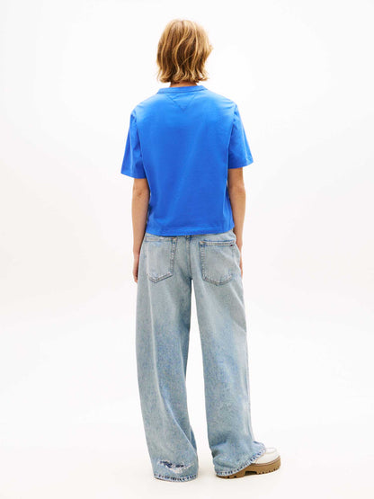 T-shirt unisex Tommy Jeans Badge boxy fit in cotone organico