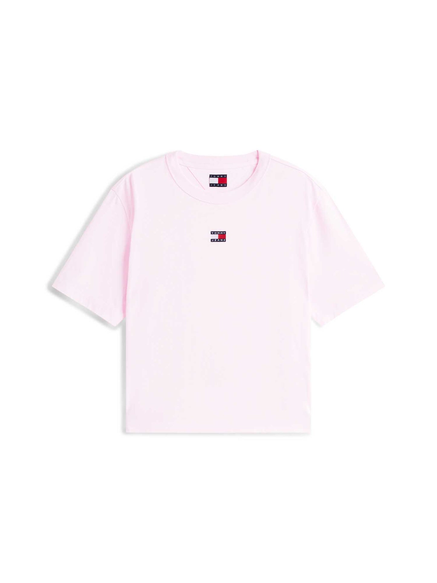 Tommy Jeans Badge, t-shirt rosa a maniche corte da donna