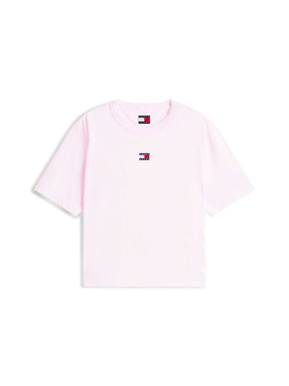 Tommy Jeans Badge, t-shirt rosa a maniche corte da donna