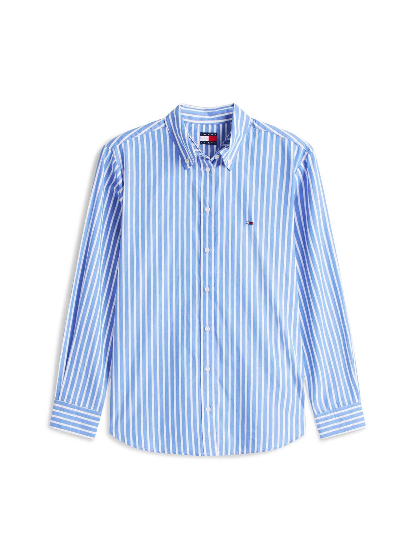Camicia da donna Tommy Jeans a righe azzurro e bianco regular fit