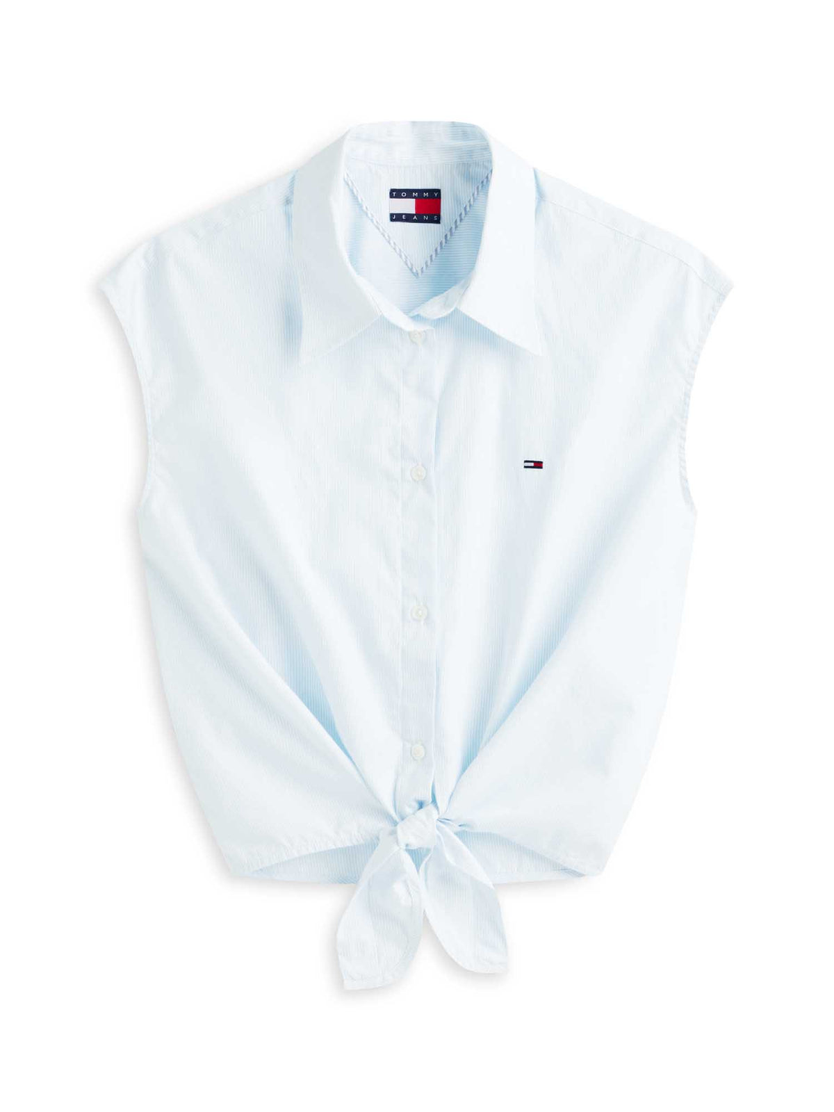 Tommy j. tie poplin camicia da donna celeste
