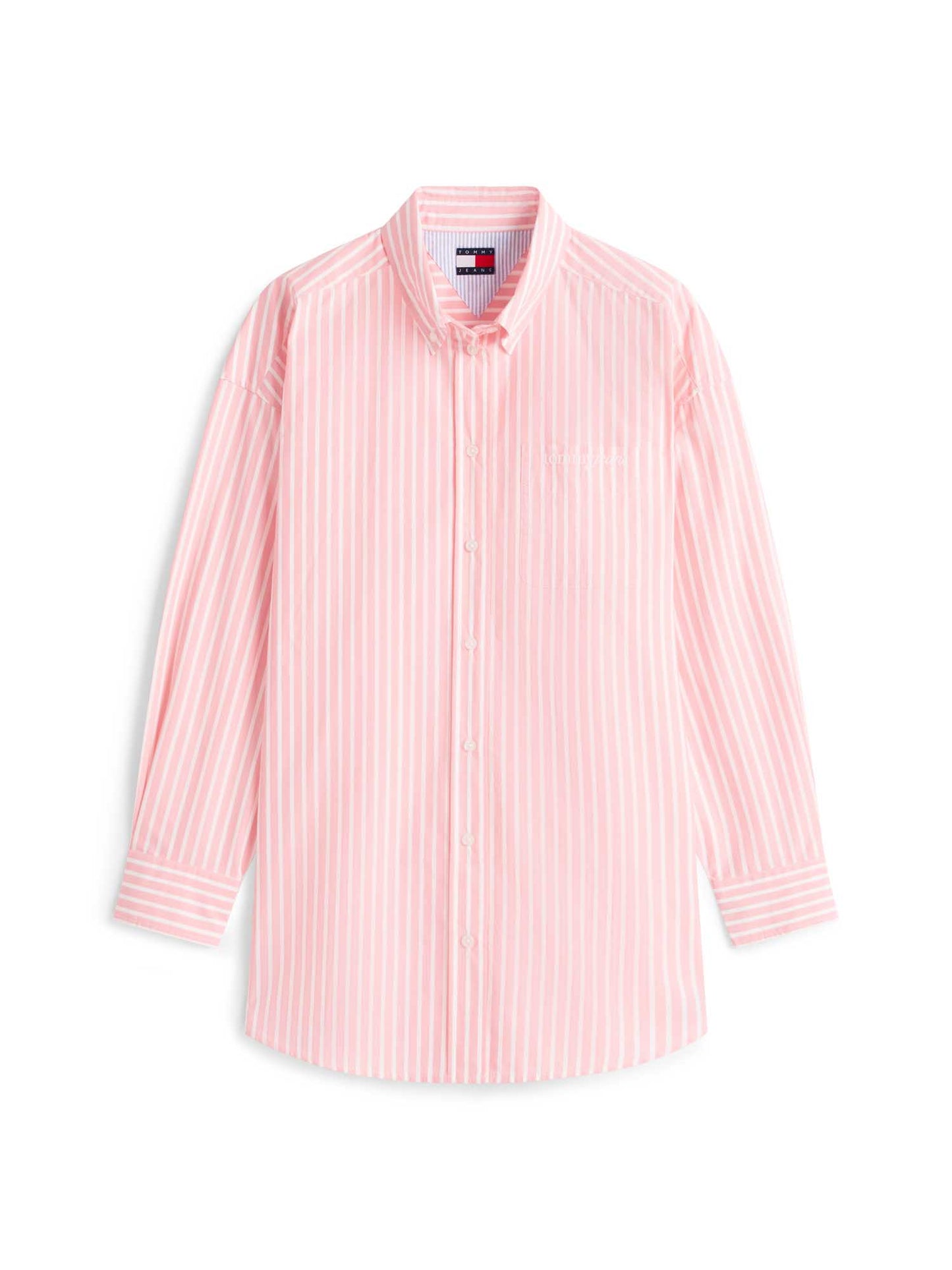 Camicia oversize a righe rosa e bianca Tommy Jeans da donna