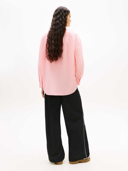 Camicia oversize a righe rosa e bianca Tommy Jeans da donna