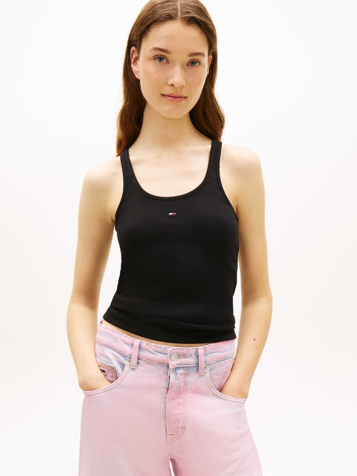 Tommy j. slim racer t-shirt da donna nero