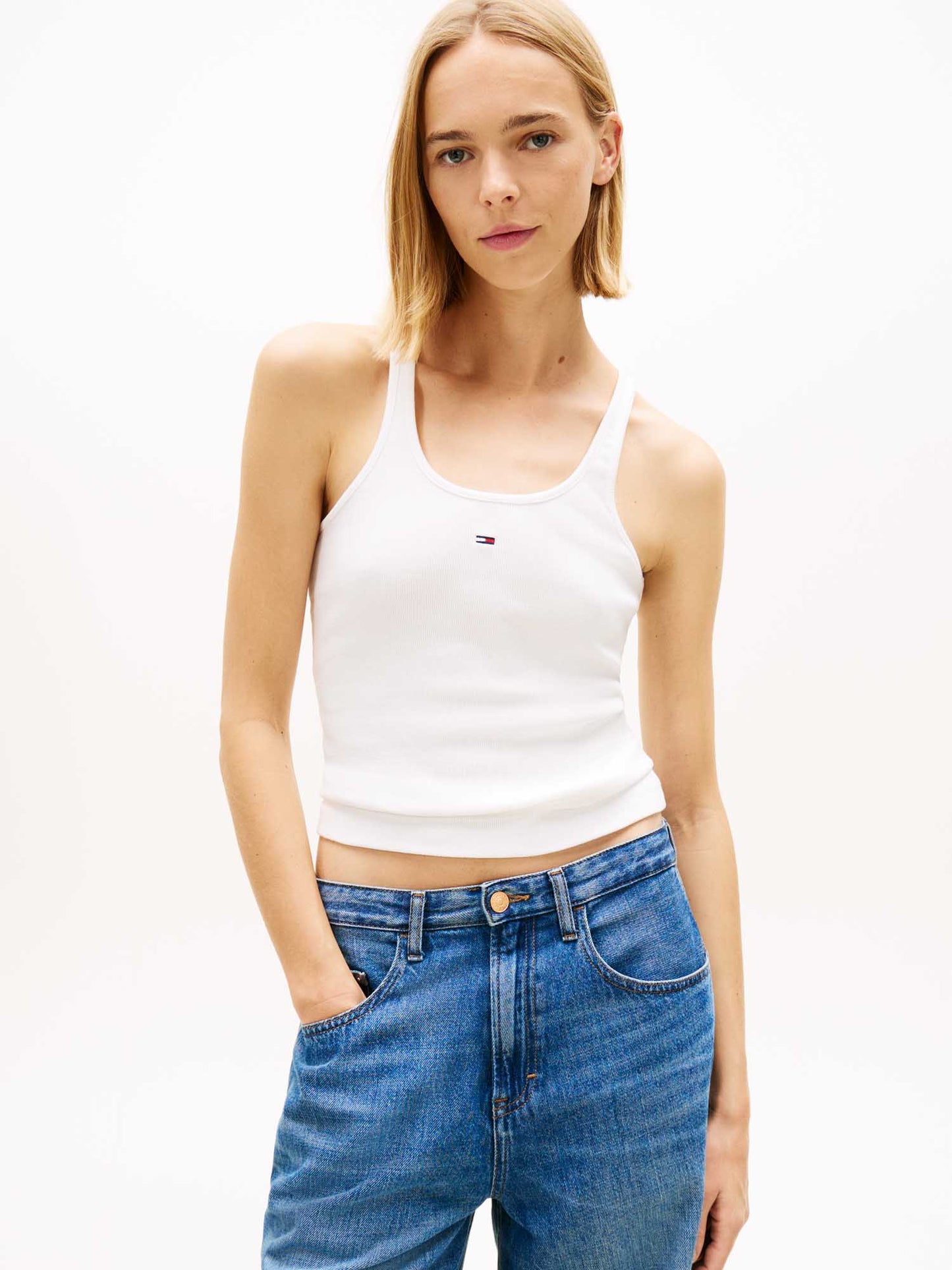 Canotta Slim Racer Back donna bianca Tommy Hilfiger