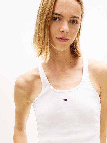 Canotta Slim Racer Back donna bianca Tommy Hilfiger