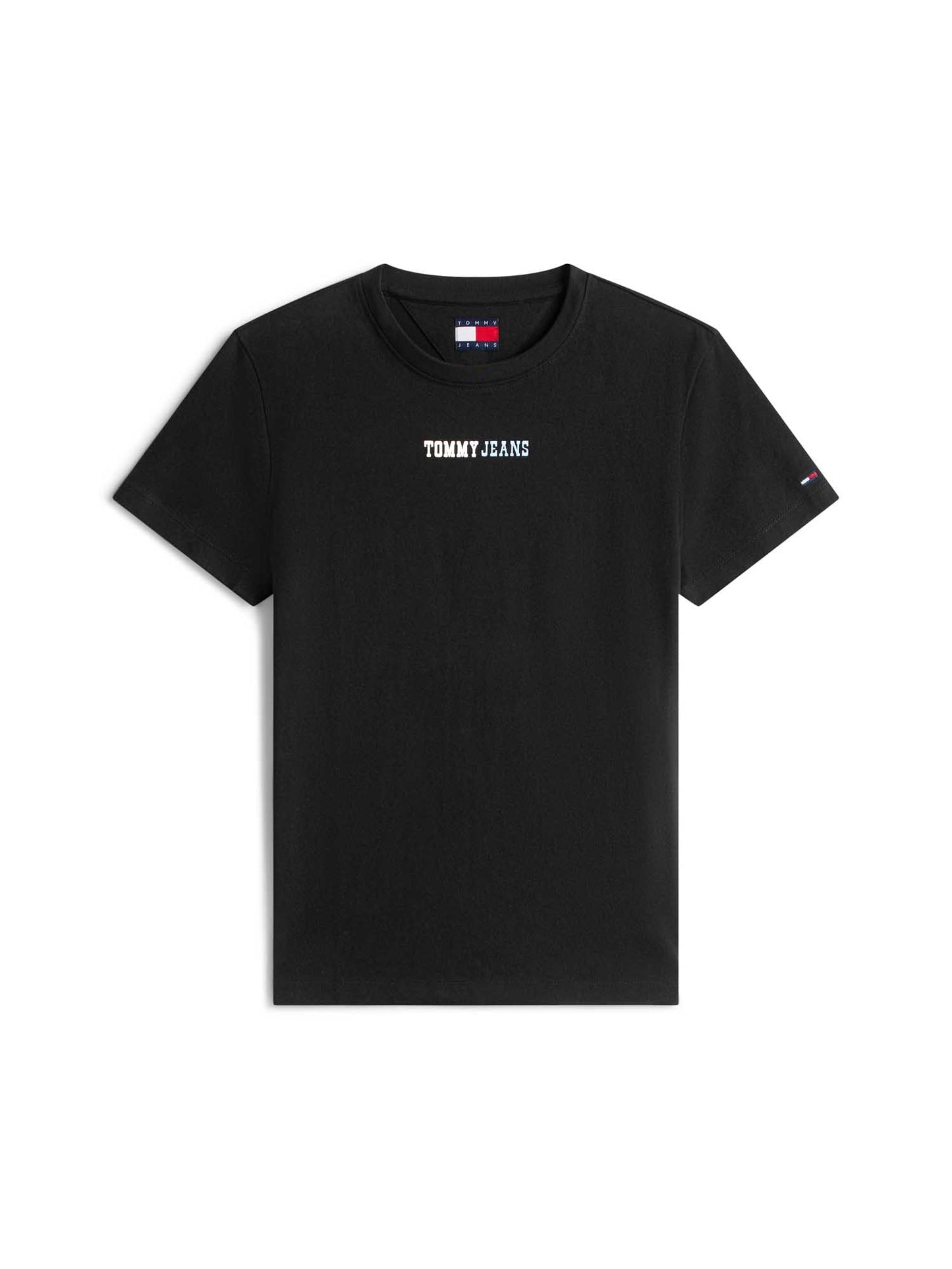 Tommy Jeans Essential, t-shirt slim da donna nera con logo