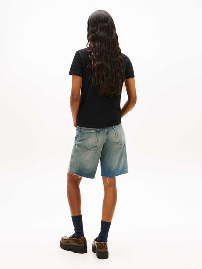 Tommy Jeans Essential, t-shirt slim da donna nera con logo