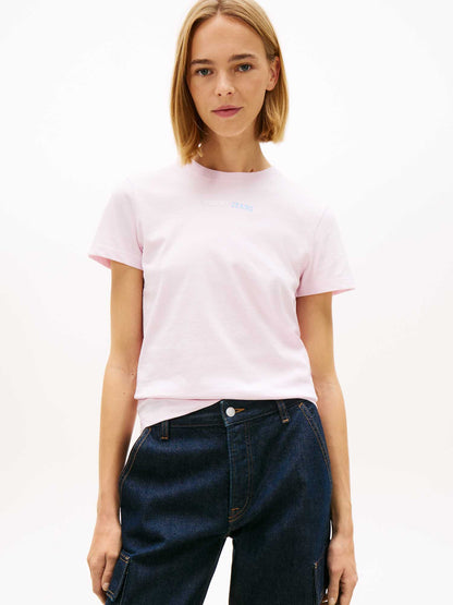 Tommy Jeans Essential, t-shirt donna rosa in cotone