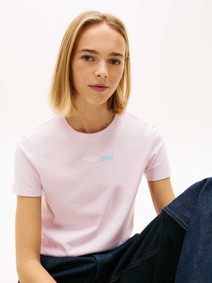 Tommy Jeans Essential, t-shirt donna rosa in cotone