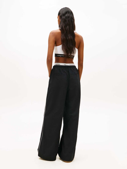 Jogger larghi neri Tommy Jeans con elastico logato da donna