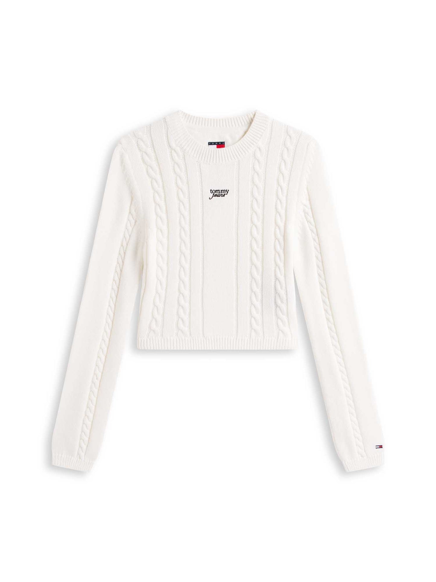 Pullover bianco Tommy Jeans in maglia intrecciata da donna