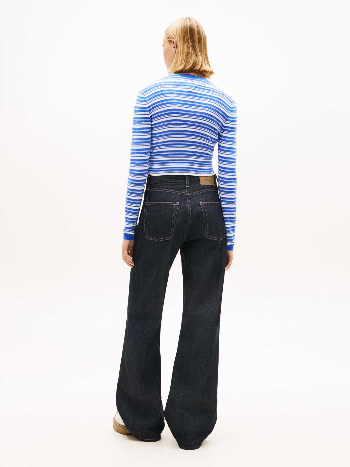 Cardigan crop a righe bianche slim fit da donna Tommy Jeans