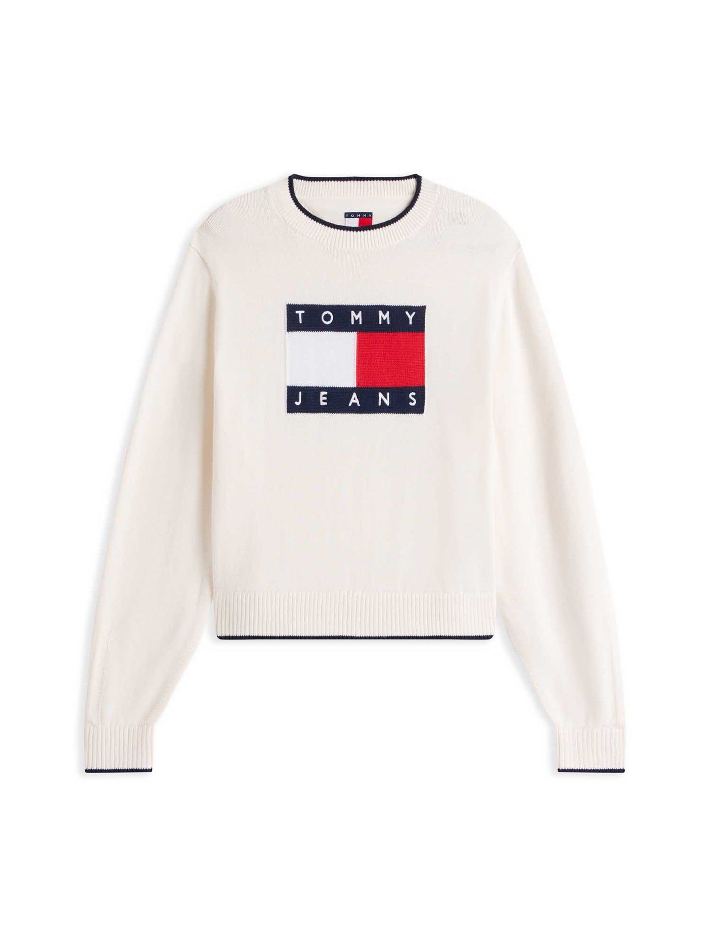 Tommy Jeans pullover da donna bianco con bandiera ricamata