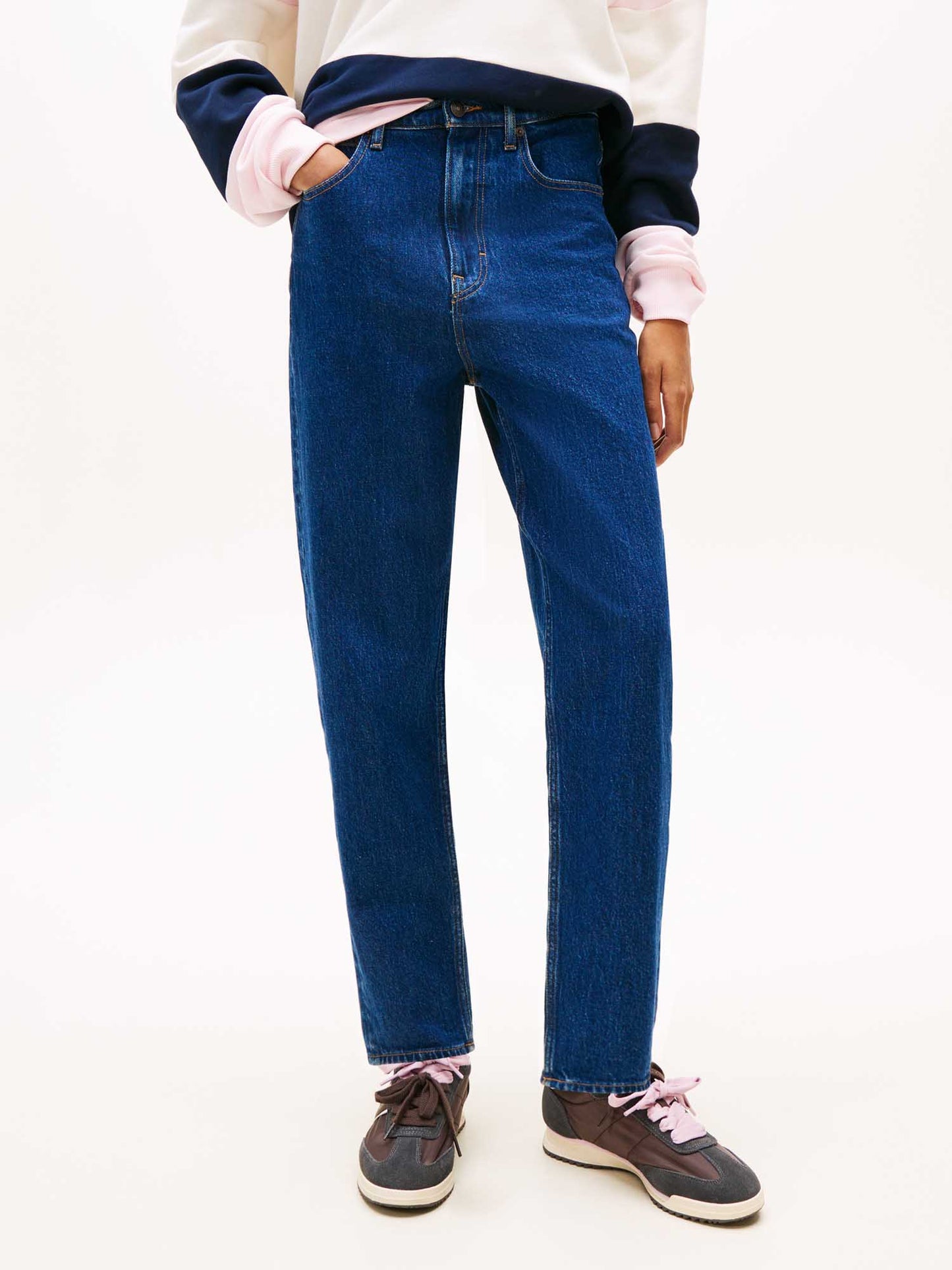 Jeans Mom Fit Tommy Hilfiger a vita alta da donna in denim