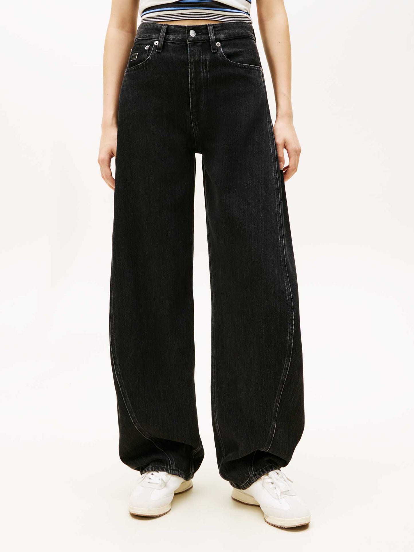Jeans bootcut donna Tommy Hilfiger neri in tessuto sostenibile