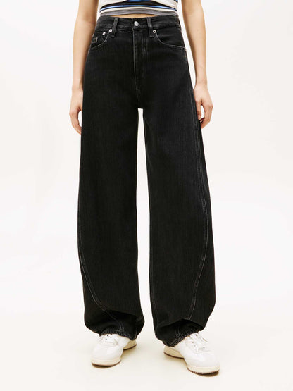 Jeans bootcut donna Tommy Hilfiger neri in tessuto sostenibile
