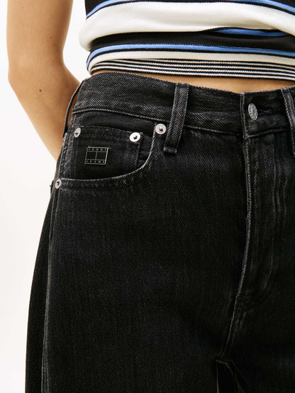 Jeans bootcut donna Tommy Hilfiger neri in tessuto sostenibile