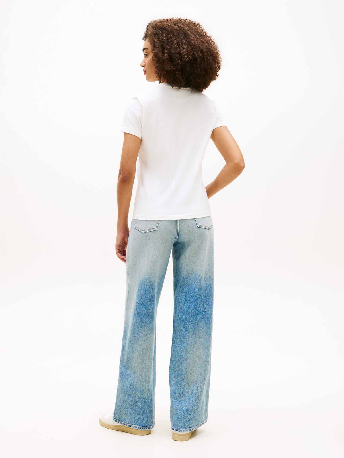 Tommy jeans flag tee t-shirt da donna bianco