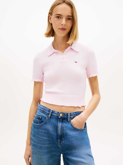 Tommy Jeans Lettuce Polo in cotone rigenerato rosa donna