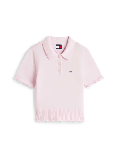 Tommy Jeans Lettuce Polo in cotone rigenerato rosa donna