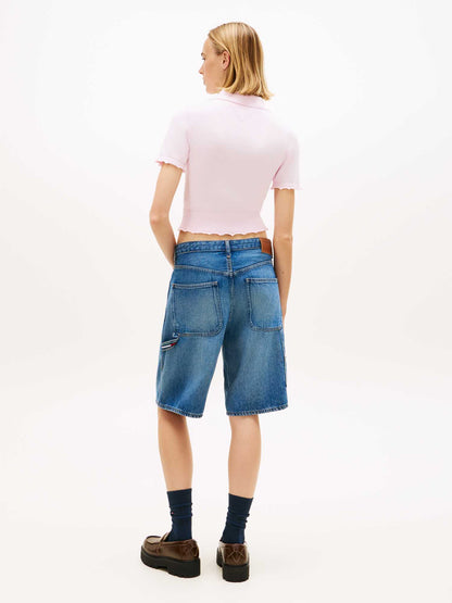 Tommy Jeans Lettuce Polo in cotone rigenerato rosa donna