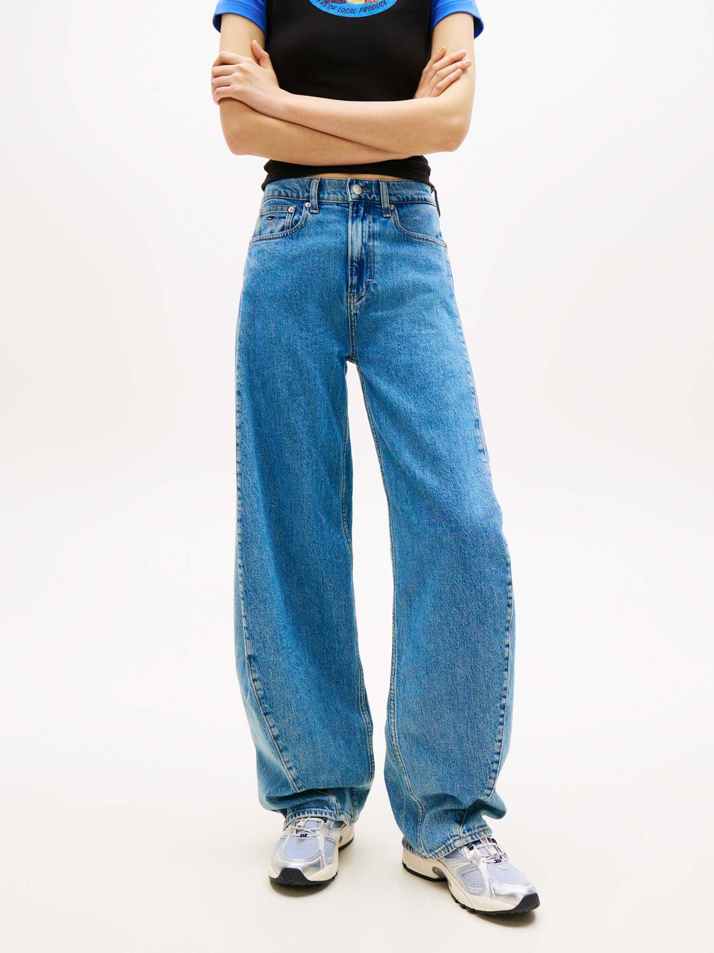 Tommy Hilfiger Jeans barrel a vita media da donna in denim