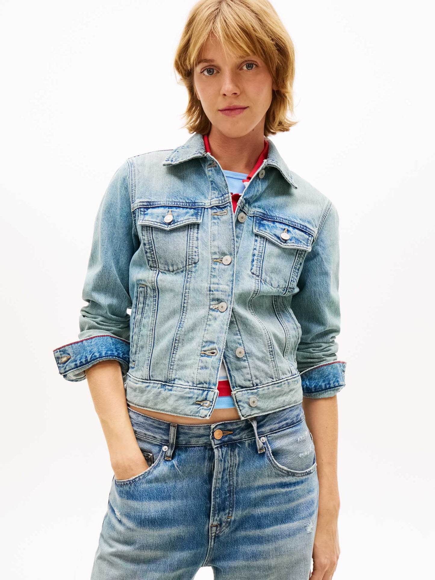 Giubbino in denim chiaro slim fit da donna Tommy Jeans