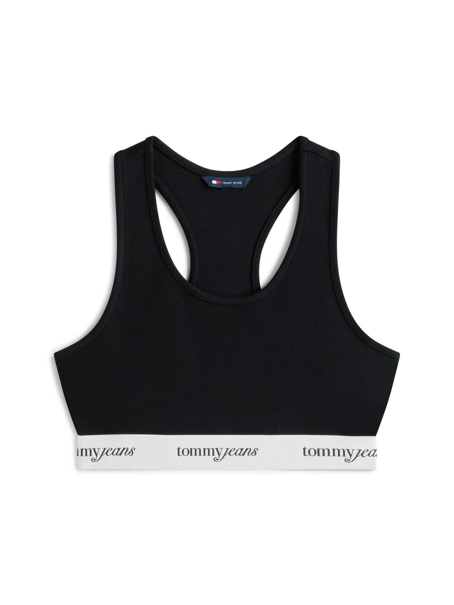 Top crop canotta nera Tommy Jeans da donna con logo