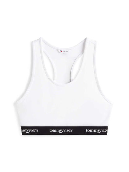 Tommy Jeans Repeat Logo Tape, top canotta crop bianco da donna