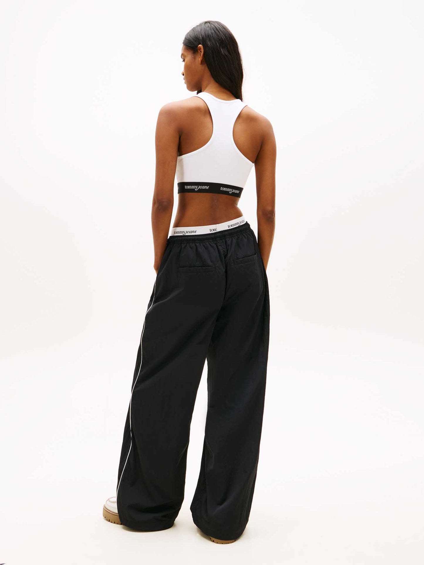 Tommy Jeans Repeat Logo Tape, top canotta crop bianco da donna