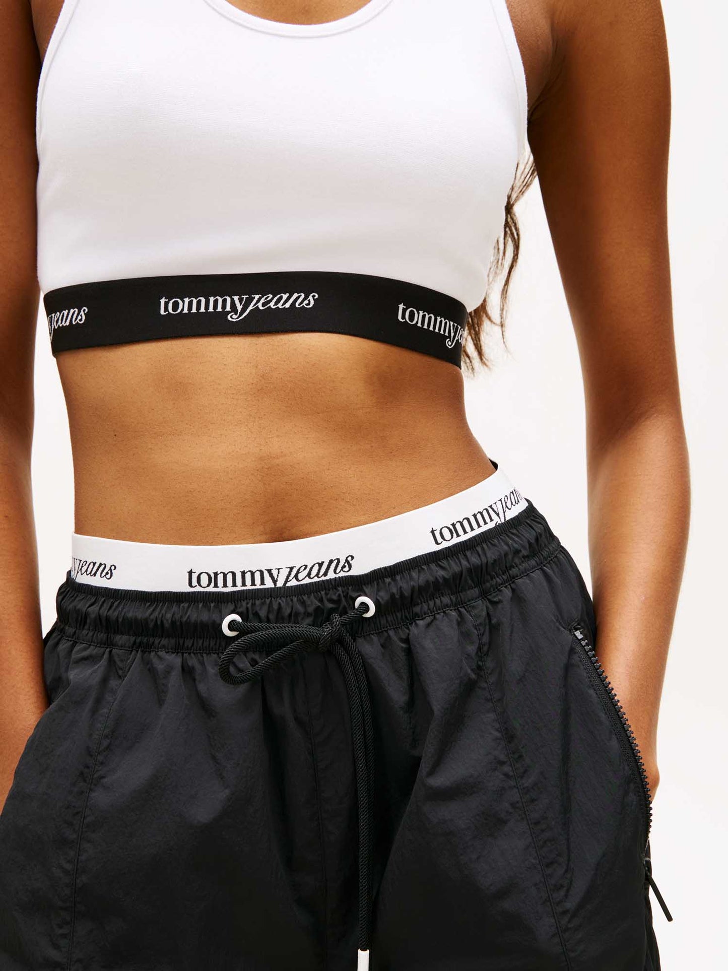 Tommy Jeans Repeat Logo Tape, top canotta crop bianco da donna