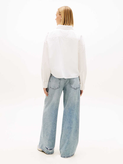 Camicia bianca cropped Tommy Jeans da donna in cotone