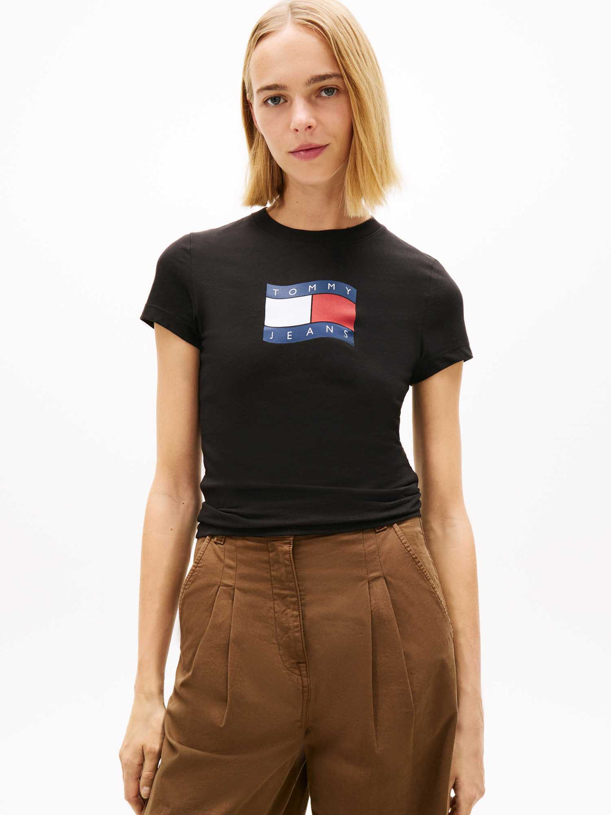 Tommy j. slim wavy t-shirt da donna nero