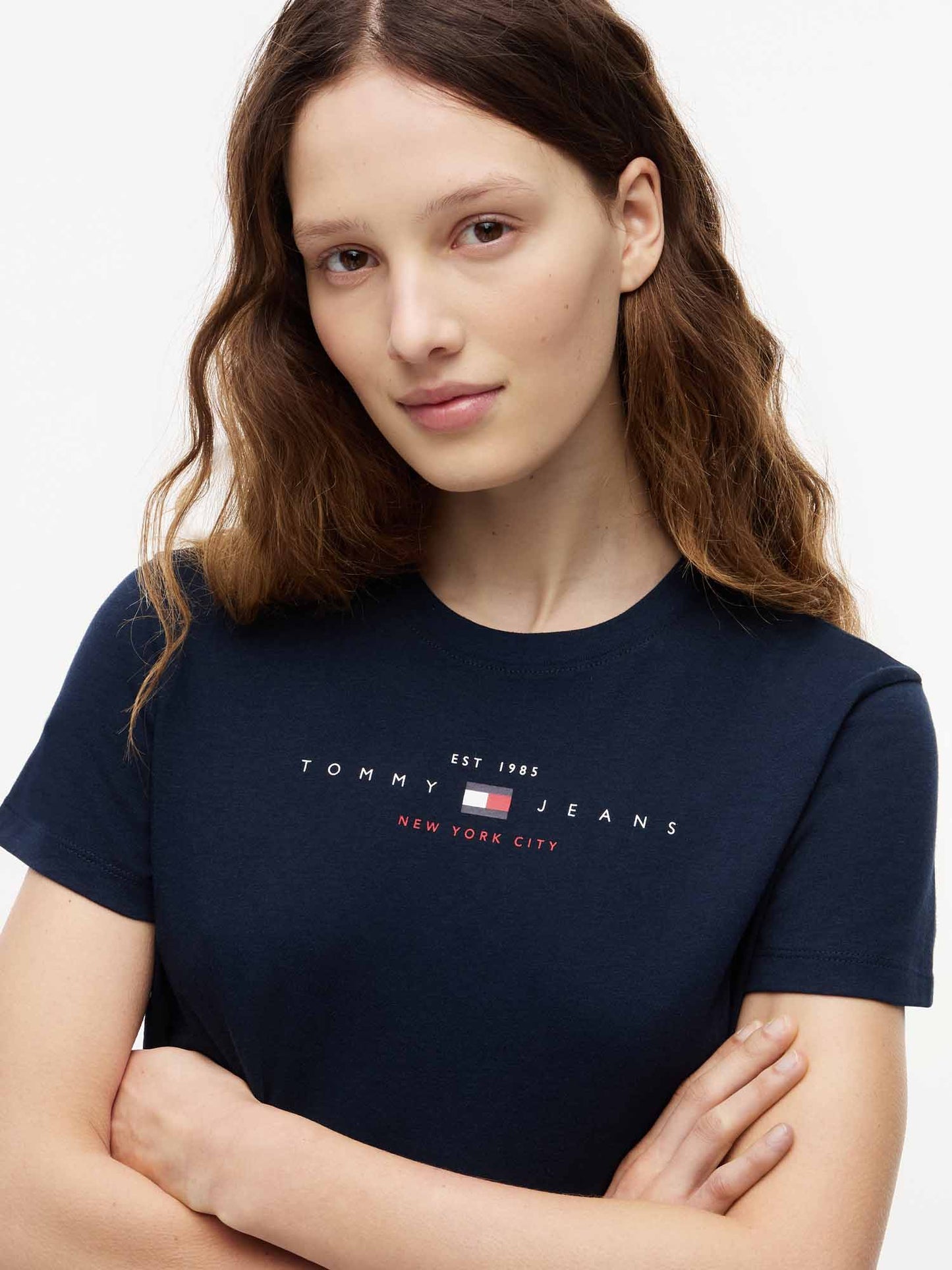 Tommy Hilfiger Tjw Reg Us Linear Ss, t-shirt da donna blu