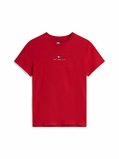 Tommy Hilfiger Tommy Jeans Linear T, t-shirt maniche corte da donna rossa