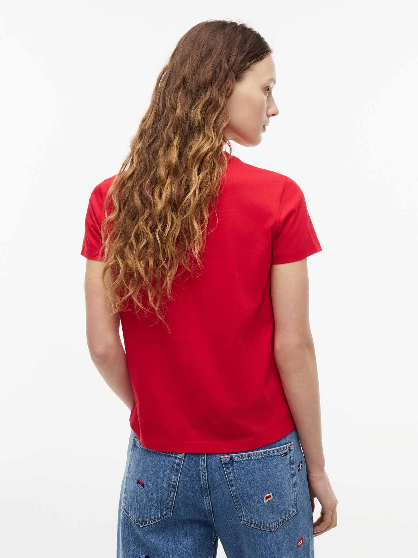 Tommy Hilfiger Tommy Jeans Linear T, t-shirt maniche corte da donna rossa