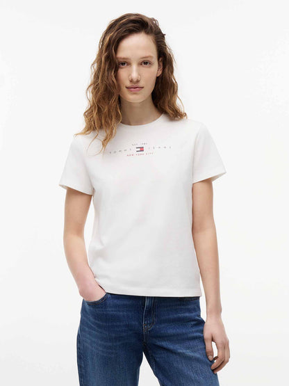 Tommy Hilfiger Tommy Jeans Linear T, t-shirt maniche corte da Donna bianca