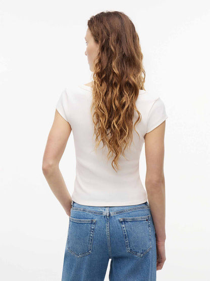 Tommy Hilfiger Tommy Jeans Slim Rib, t-shirt maniche corte da donna bianca