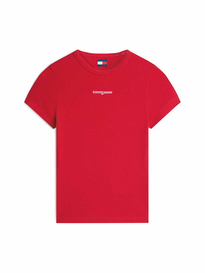 Tommy Hilfiger Tommy Jeans Slim Tee, t-shirt maniche corte da Donna rossa