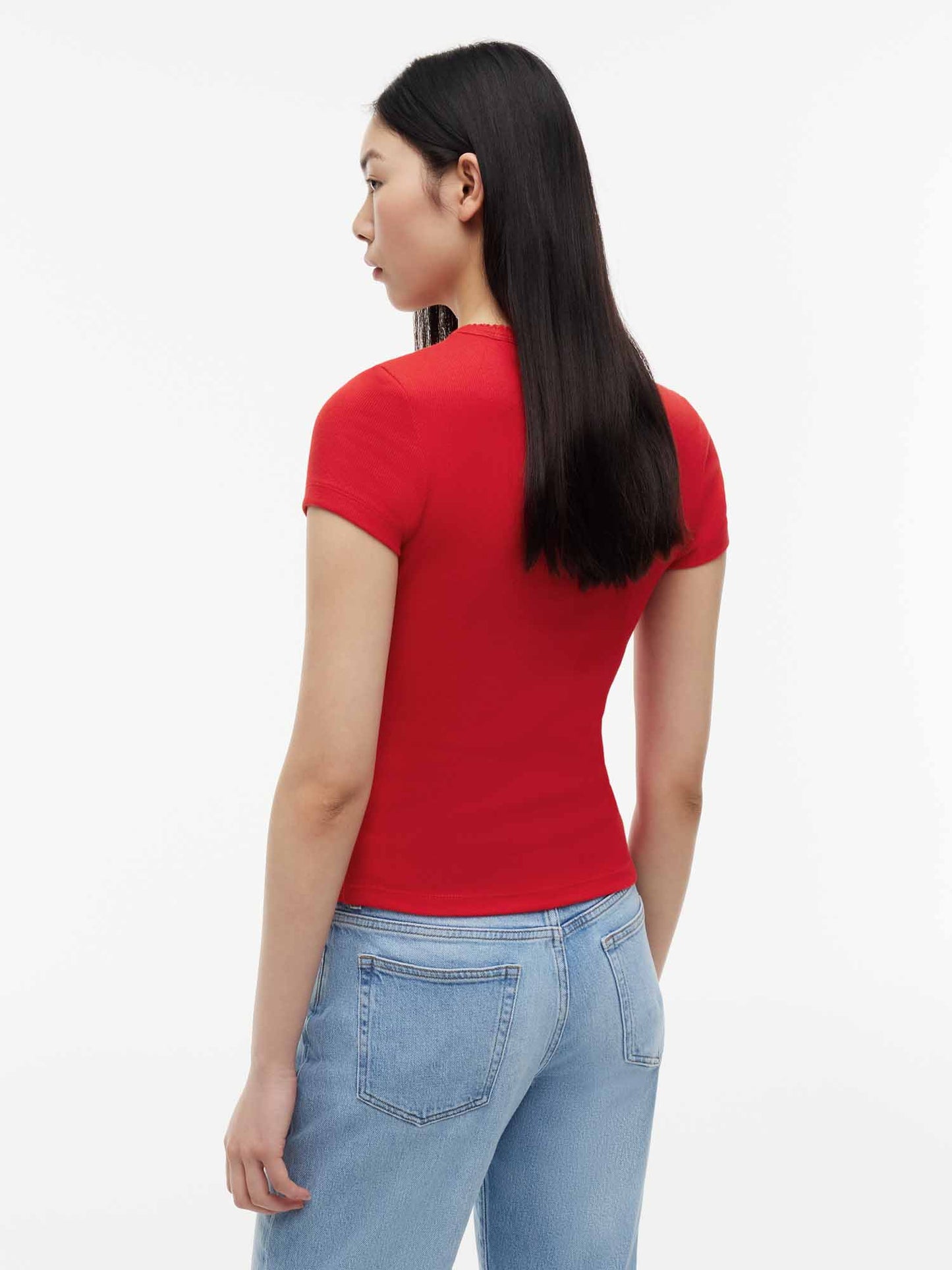 Tommy Hilfiger Tommy Jeans Slim Tee, t-shirt maniche corte da Donna rossa